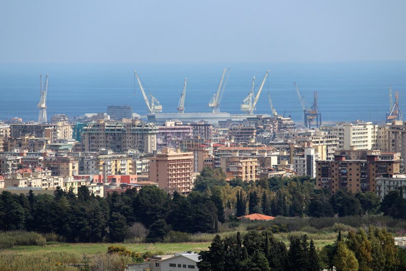 Cranes of the Palermo shipyard in Italy