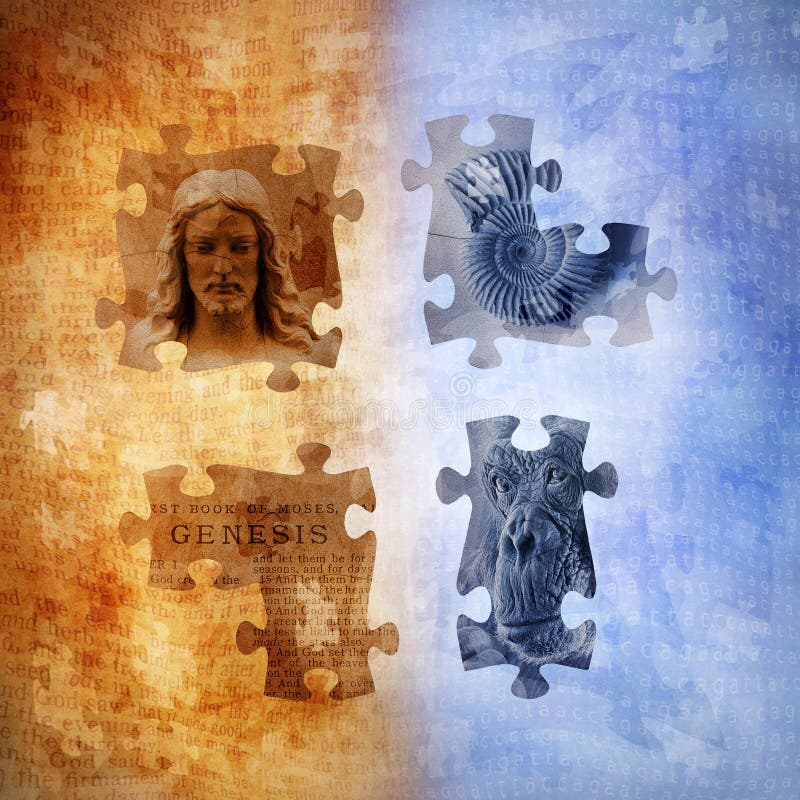 Evolutie en Creationism stock illustratie. Illustratie