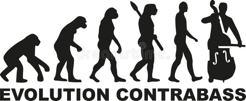 Evolution contrabass player royalty free illustration