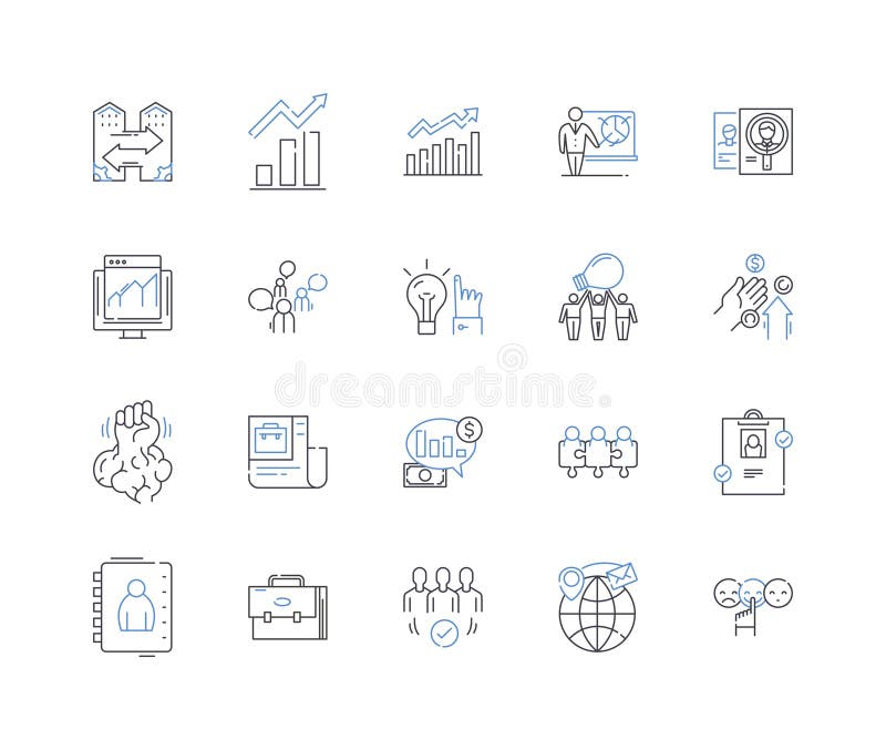 Evolution outline icons collection. Adaption, Natural selection, Mutation, Speciation, Genetics, Fossilization, Taxonomy