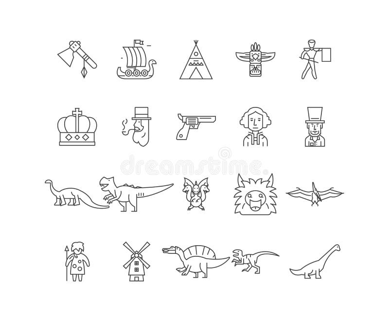 Evolution line icons, signs, vector set, outline illustration concept royalty free illustration