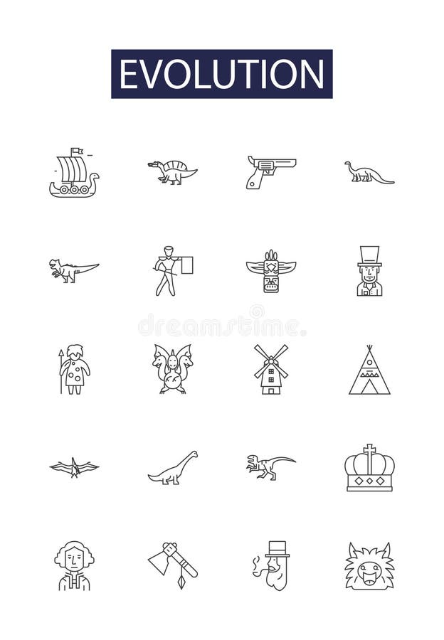 Evolution line vector icons and signs. Progression, Change, Adaptation, Transformation, Development, Shift, Variation royalty free illustration