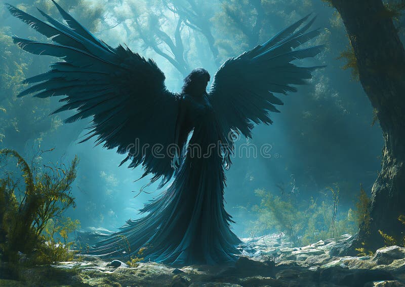 In the depths of the forest, a woman in a black dress stood with her wings spread wide. She appeared to be an angel, but her sorrowful expression spoke of a deep grief. The forests surrounding her seemed to be an element of her spectral evolution, as if she was a part of the natural world itself. Her plastic armor glinted in the sunlight, a stark contrast to the ethereal beauty of her wings. It, generative ai. In the depths of the forest, a woman in a black dress stood with her wings spread wide. She appeared to be an angel, but her sorrowful expression spoke of a deep grief. The forests surrounding her seemed to be an element of her spectral evolution, as if she was a part of the natural world itself. Her plastic armor glinted in the sunlight, a stark contrast to the ethereal beauty of her wings. It, generative ai