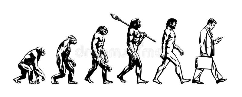 Evolutionstheorie des Mannes lizenzfreie abbildung Evolutionstheorie des Mannes lizenzfreie abbildung