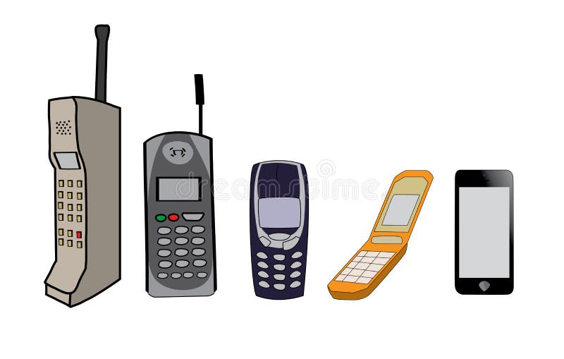 Evolução dos telefones celulares ilustração do vetor Evolução dos telefones celulares ilustração do vetor