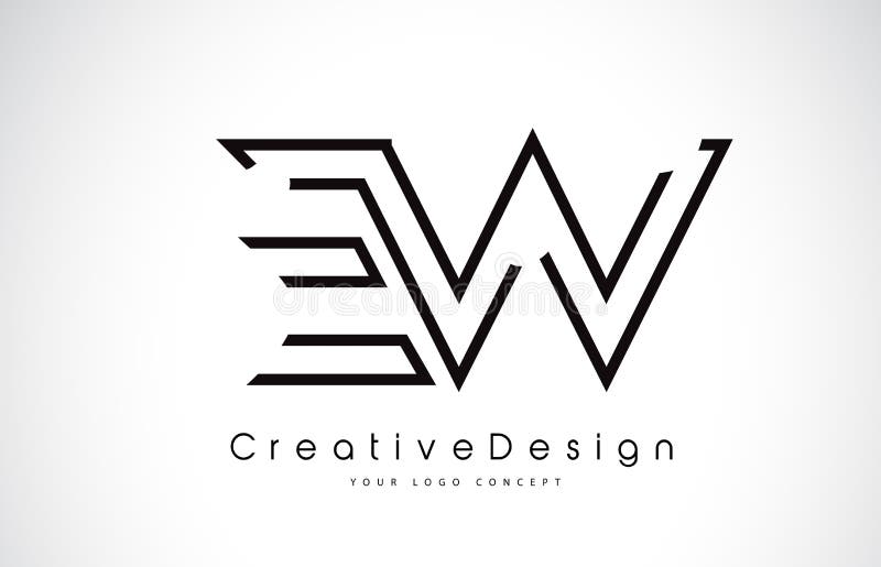 EW E W Letter Logo Design In Black Colors. Stock Vector - Illustration