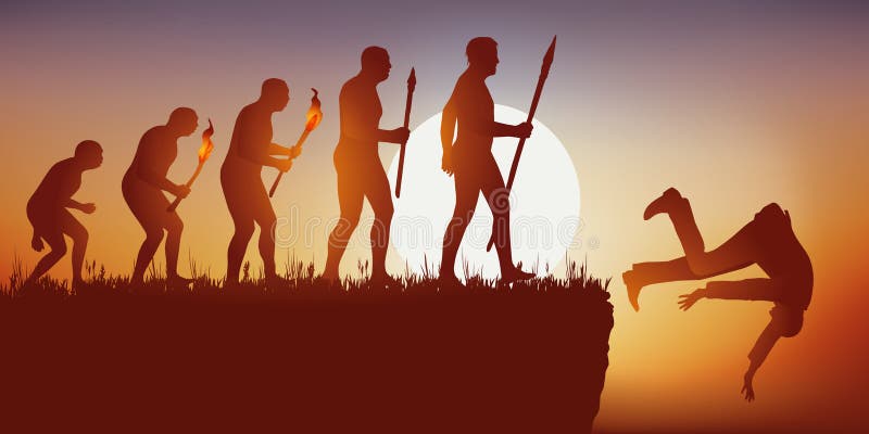 Ewolucja ludzko?? wed?ug Darwin ko?czy z wyga?ni?ciem ludzcy gatunki ilustracja wektor Ewolucja ludzko?? wed?ug Darwin ko?czy z wyga?ni?ciem ludzcy gatunki ilustracja wektor