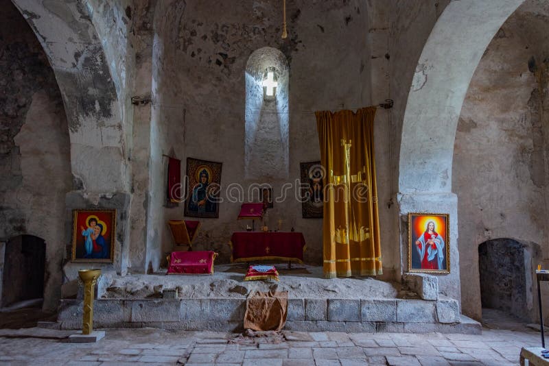 Old Khndzoresk, Armenia, September 7, 2023: Interior of a church at Old Khndzoresk in Armenia. Image. Old Khndzoresk, Armenia, September 7, 2023: Interior of a church at Old Khndzoresk in Armenia. Image