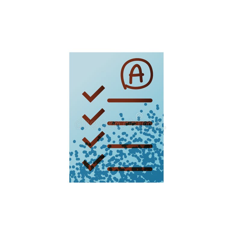 Exam sheet with A grade icon isolated vector illustration stock illustration