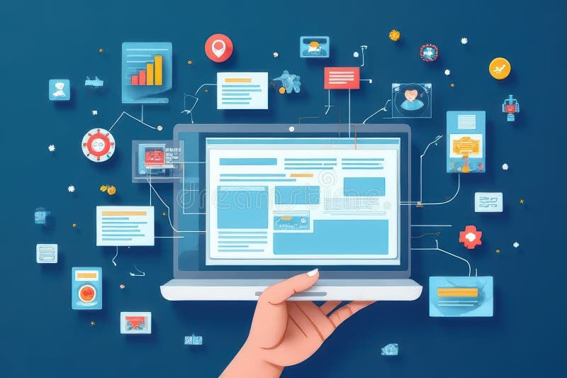 Examining Website Design and Its Influence on User Clicks stock illustration