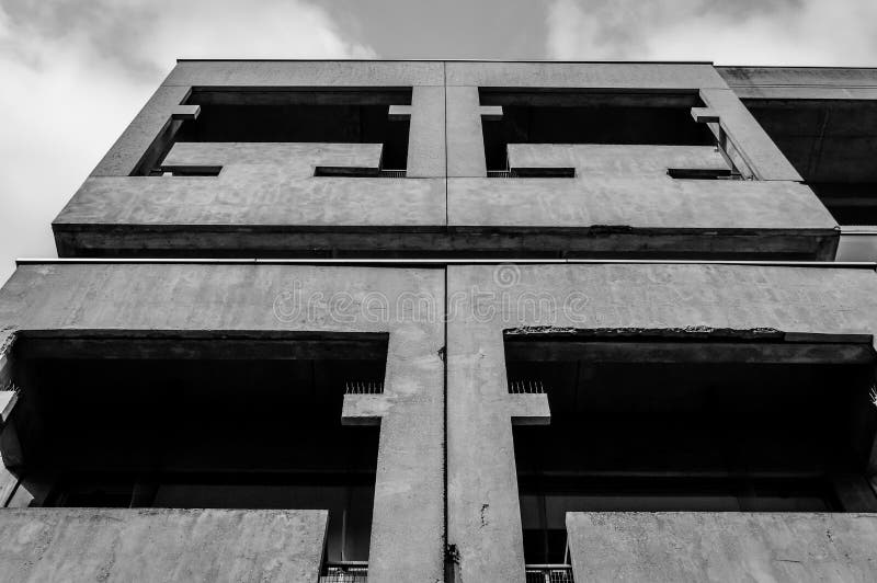 Example of Brutalist Architecture style. Details of brutalist concrete building. royalty free stock images