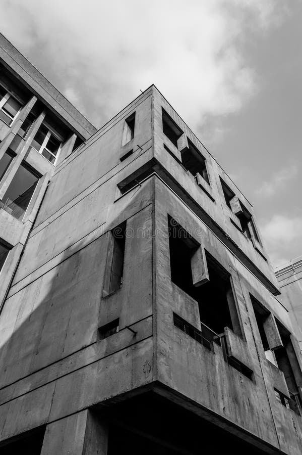 Example of Brutalist Architecture style. Details of brutalist concrete building. royalty free stock photos