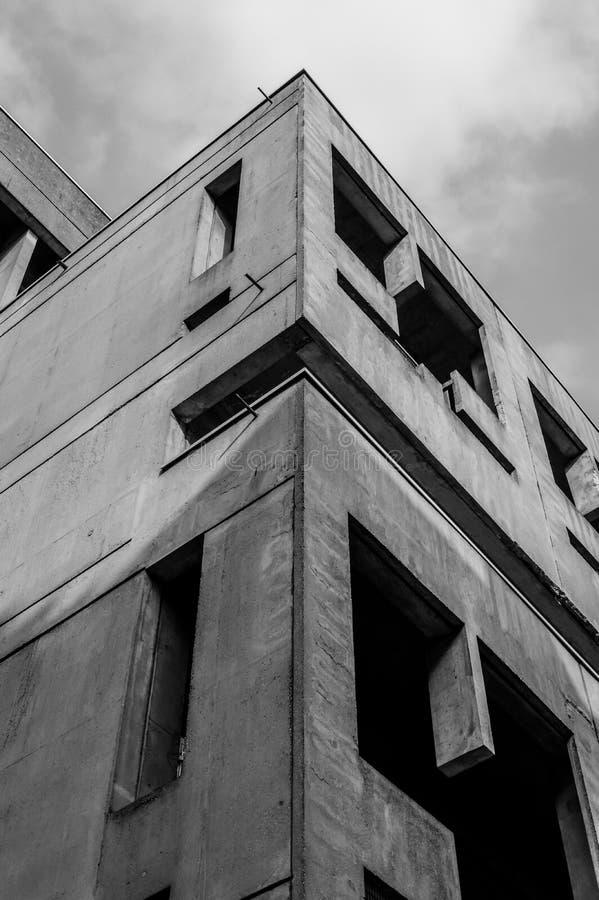 Example of Brutalist Architecture style. Details of brutalist concrete building. stock images