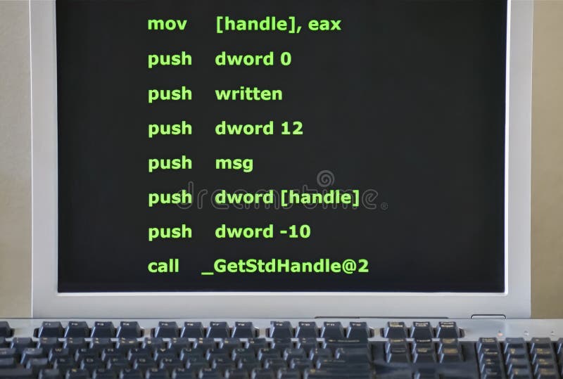 Example of program code. Example of program source code written in assembler language. Code programer stock images, royalty-free photos and pictures