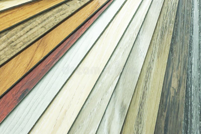 Examples of Readymade Vinyl Flooring for Interior Work Stock Image