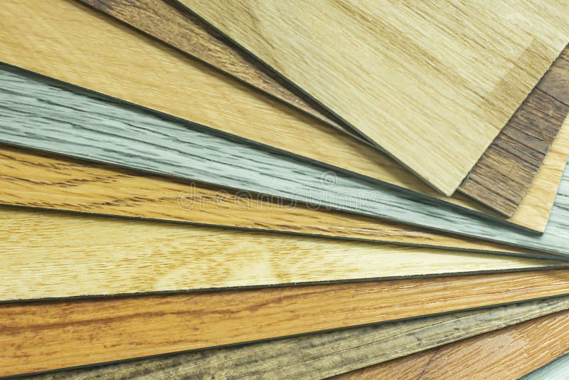 Examples of Readymade Vinyl Flooring for Interior Work Stock Photo