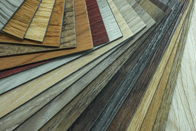 Examples of Readymade Vinyl Flooring for Interior Work Stock Image