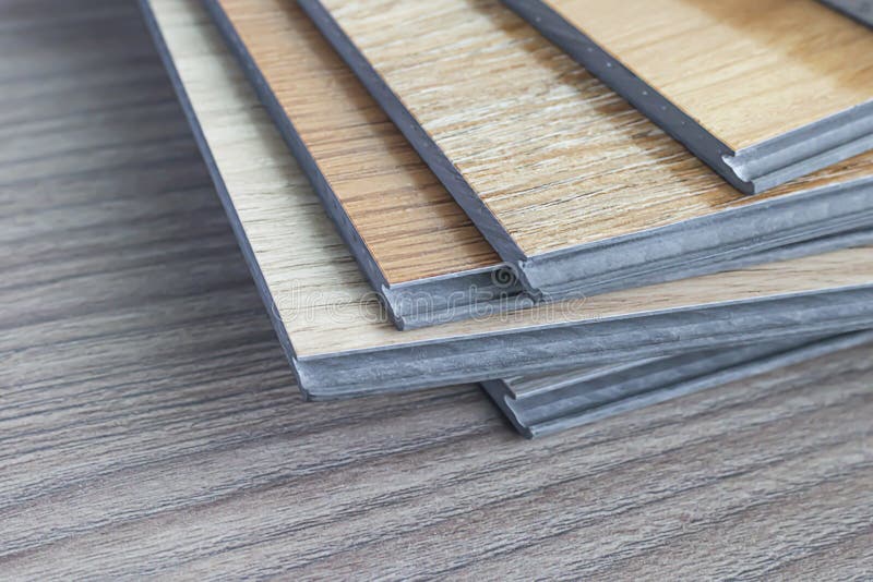 Examples of Readymade Vinyl Flooring for Interior Work Stock Image