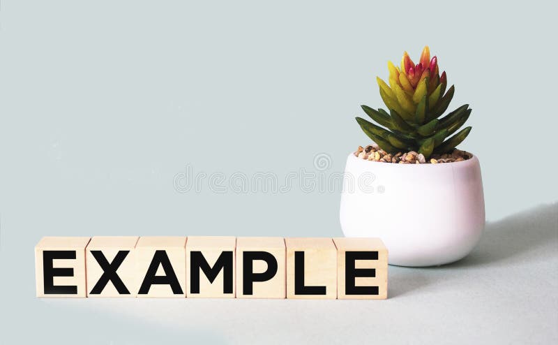 Examples Word Written on Wooden Blocks. Education or Storytelling