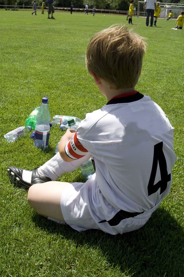 Exausted boy takes a rest