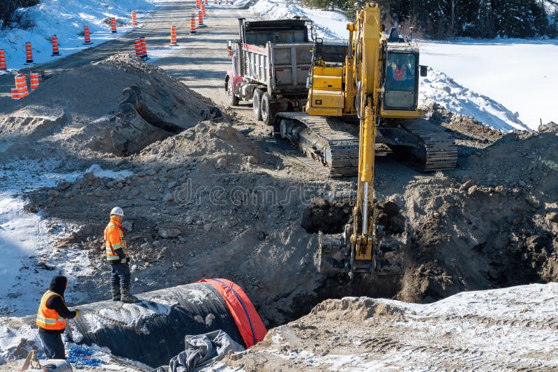 Excavation Work on a Road during Winter Stock Photo Image of frozen