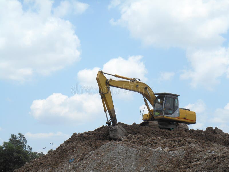 Excavation Work Using Excavator Machine at the Construction Site