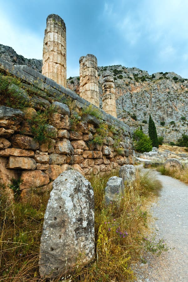 Excavations of the ancient Delphi city (Greece)