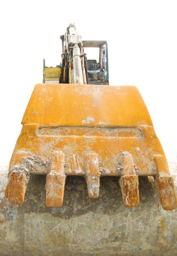 Excavator as a stop sign. Track hoe construction excavator stock images, royalty-free photos and pictures