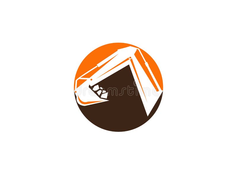 Excavator arm digger in a circle shape for logo design illustration