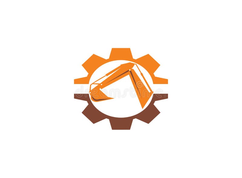 Excavator arm digger in a pinion gear shape for logo design illustration royalty free illustration Excavator arm digger in a pinion gear shape for logo design illustration royalty free illustration