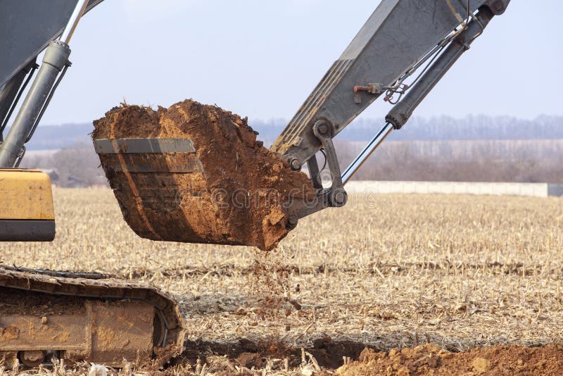 Excavator boom and bucket stock image. Image of excavation 276218937