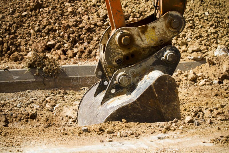 Excavator Digging a Deep Trench Stock Photo Image of bucket, ground