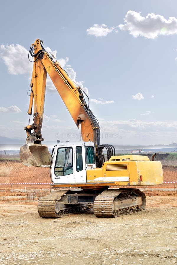Excavator Digging and Moving Earth Stock Image Image of dirt, land