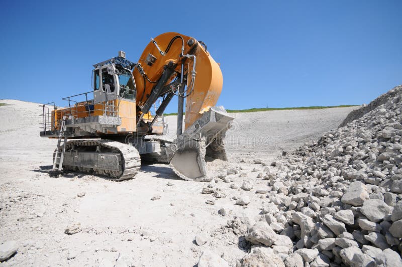Excavator Equipment in a Chalk Quarry. Stock Photo Image of ecology