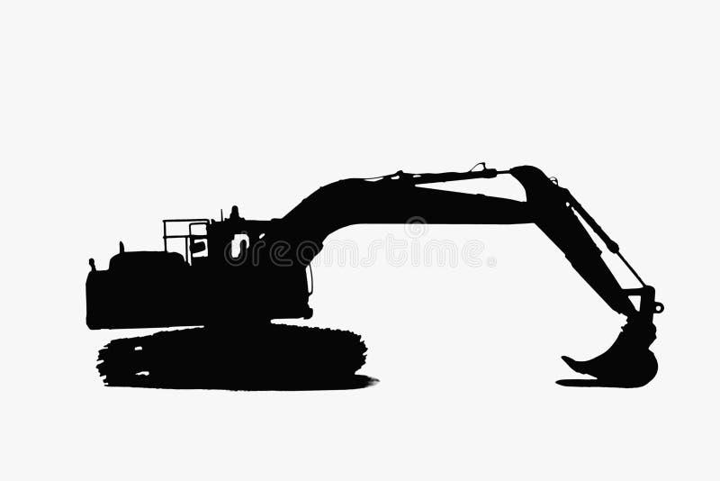 Excavator loader with silhouette isolated on a white background. Track hoe construction excavator stock images, royalty-free photos and pictures