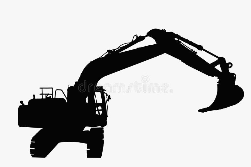 Excavator loader with silhouette isolated on a white background. Track hoe construction excavator stock images, royalty-free photos and pictures