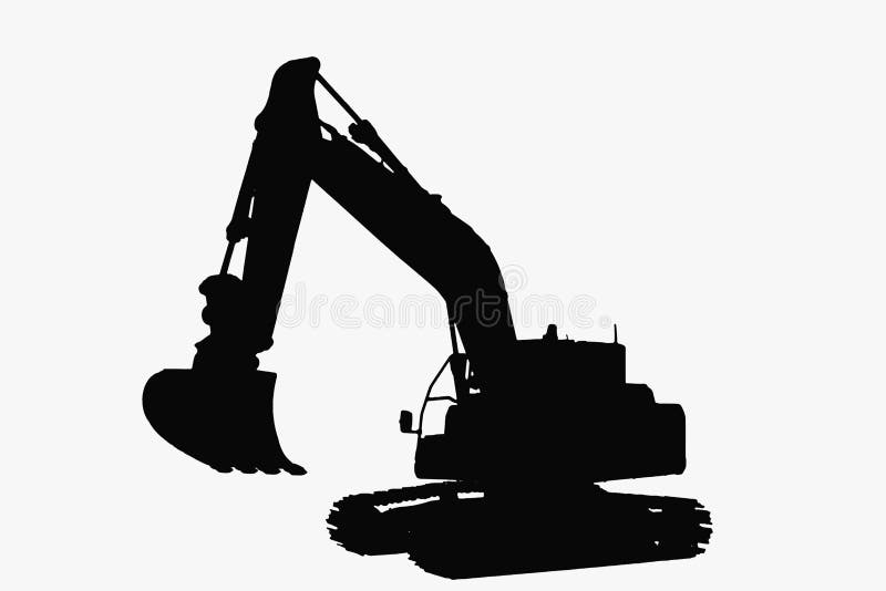 Excavator loader silhouette the isolated on white background. Track hoe construction excavator stock images, royalty-free photos and pictures