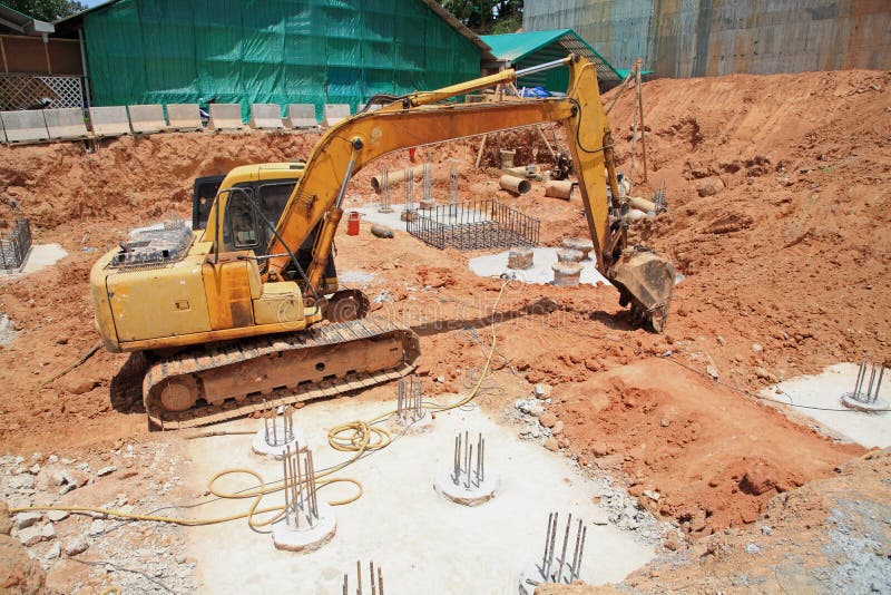 Excavator Machine on Construction Site Stock Image Image of machine