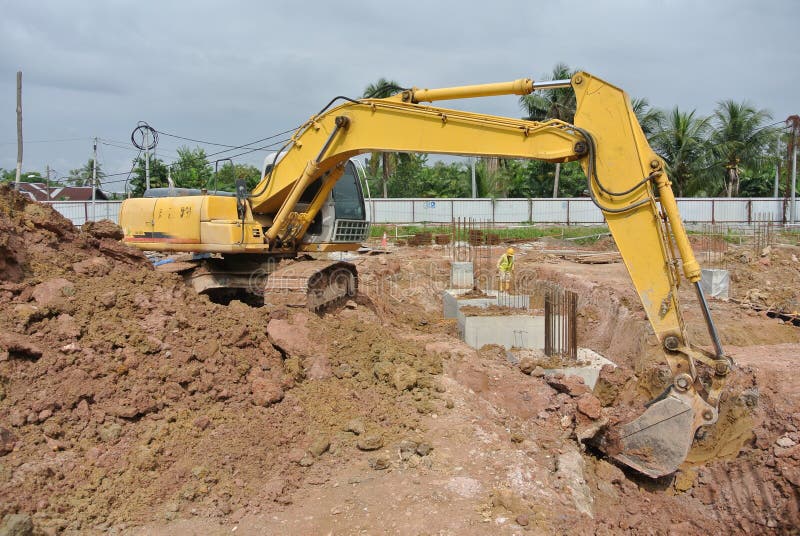 Excavator Machine Used To Excavate Soil At The Construction Site Stock ...