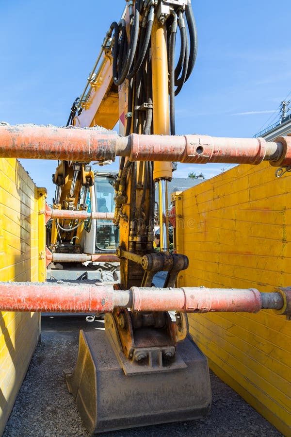 Excavator parked on a construction site