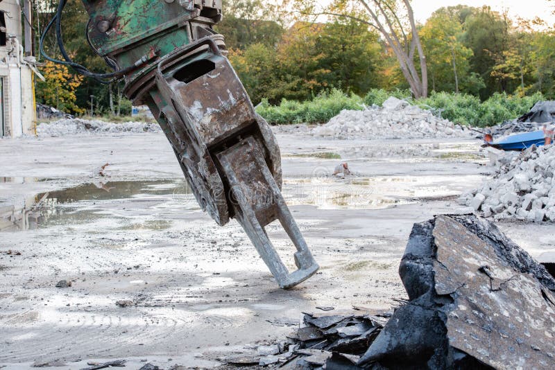Excavator Rips Off a Building Stock Image Image of excavator, asphalt
