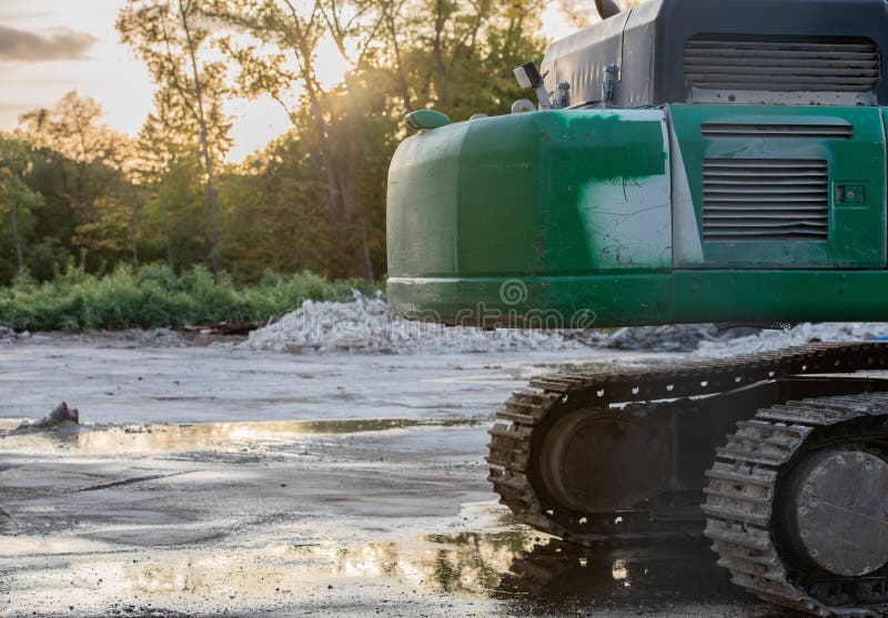 Excavator Rips Off a Building Stock Image Image of excavator