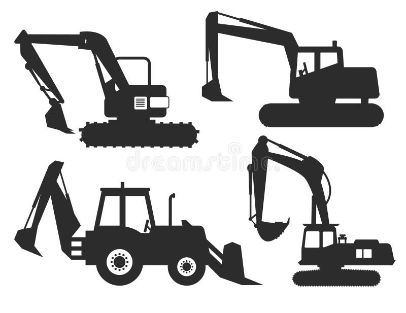 Excavator silhouette stock illustration. Illustration of accessories