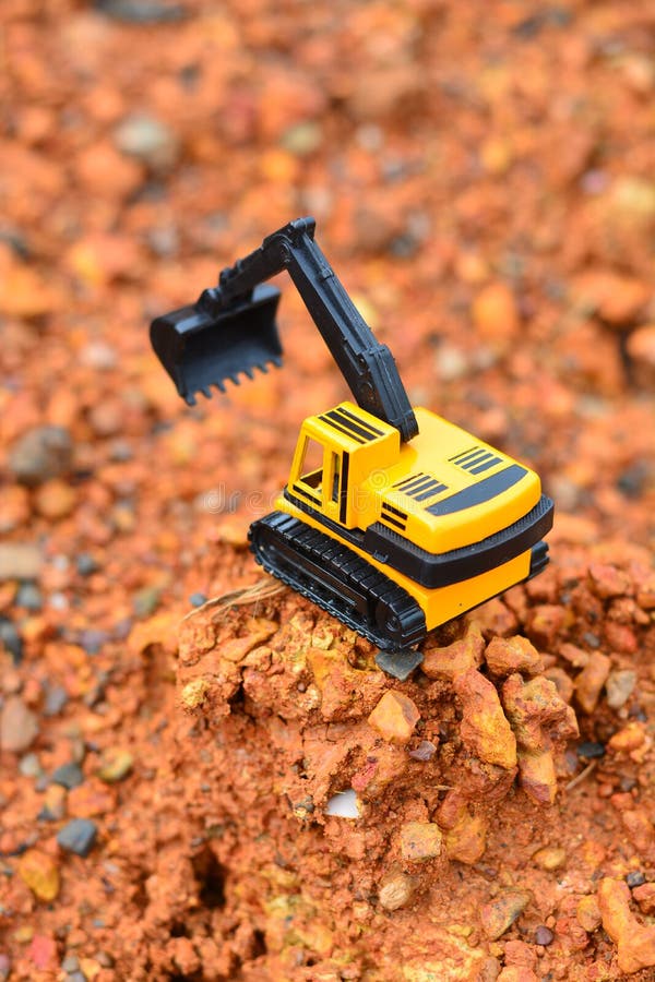 Excavator Toy Work at Construction Site Stock Photo Image of