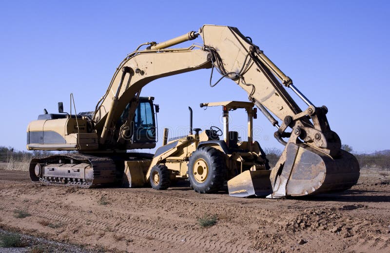 Excavator and tractor stock photo. Image of construction 8840338