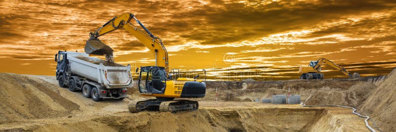 Excavator at work on construction site