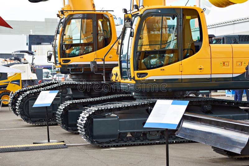 Excavators in exhibition stock images Excavators in exhibition stock images