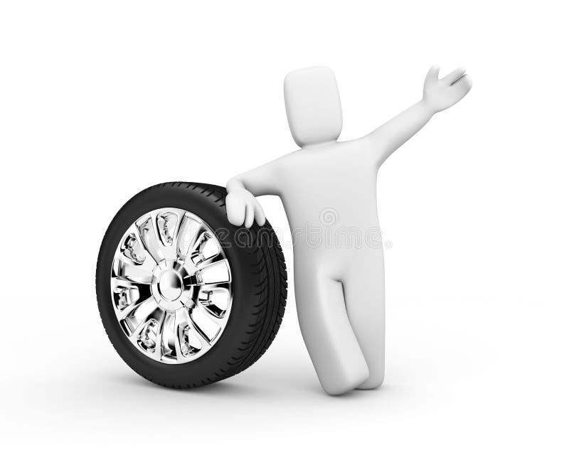The excellent offer. The person sells wheels royalty free illustration