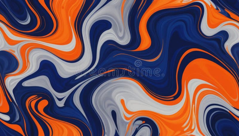 Fluid Abstract Swirl Background featuring vibrant orange blue and grey marble texture vector illustration