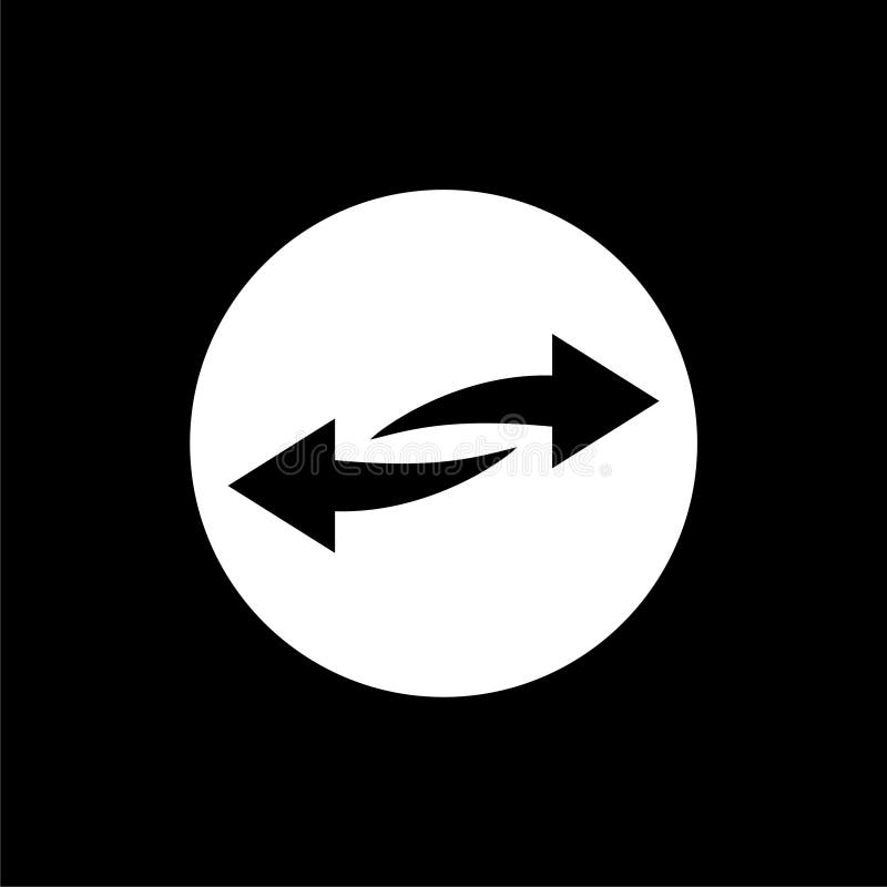 Exchange arrow, Recycle arrows icon isolated on black background stock illustration